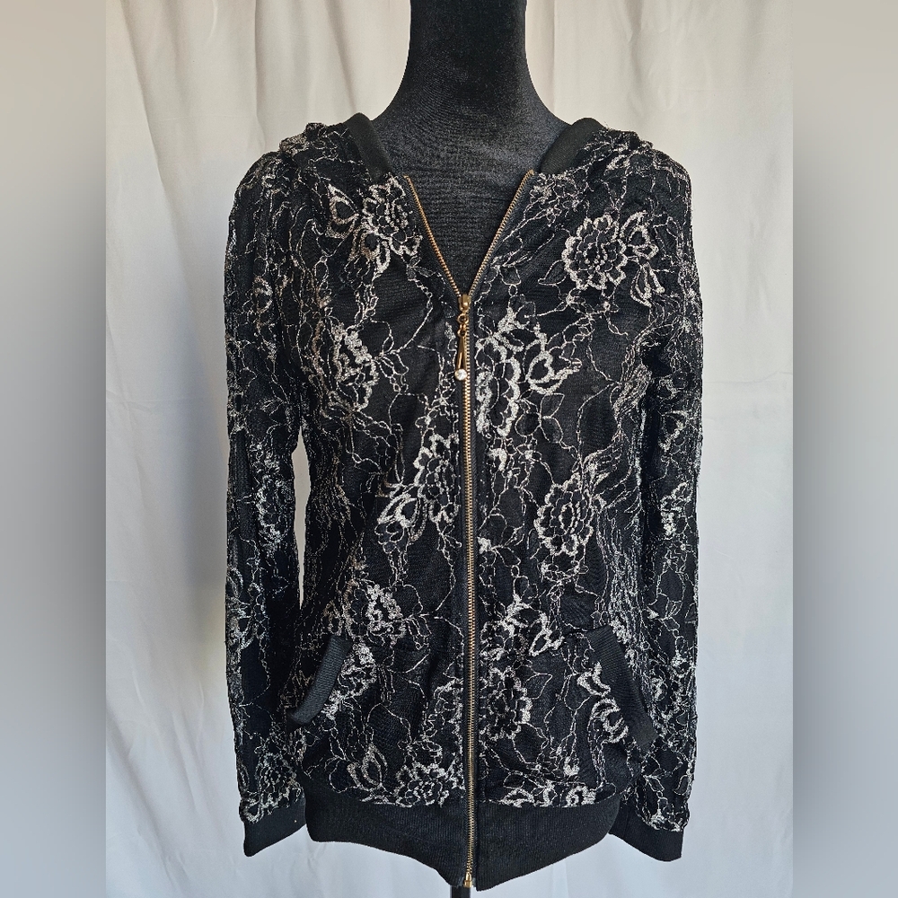 Vocal Black Hoodie with Lace Detail